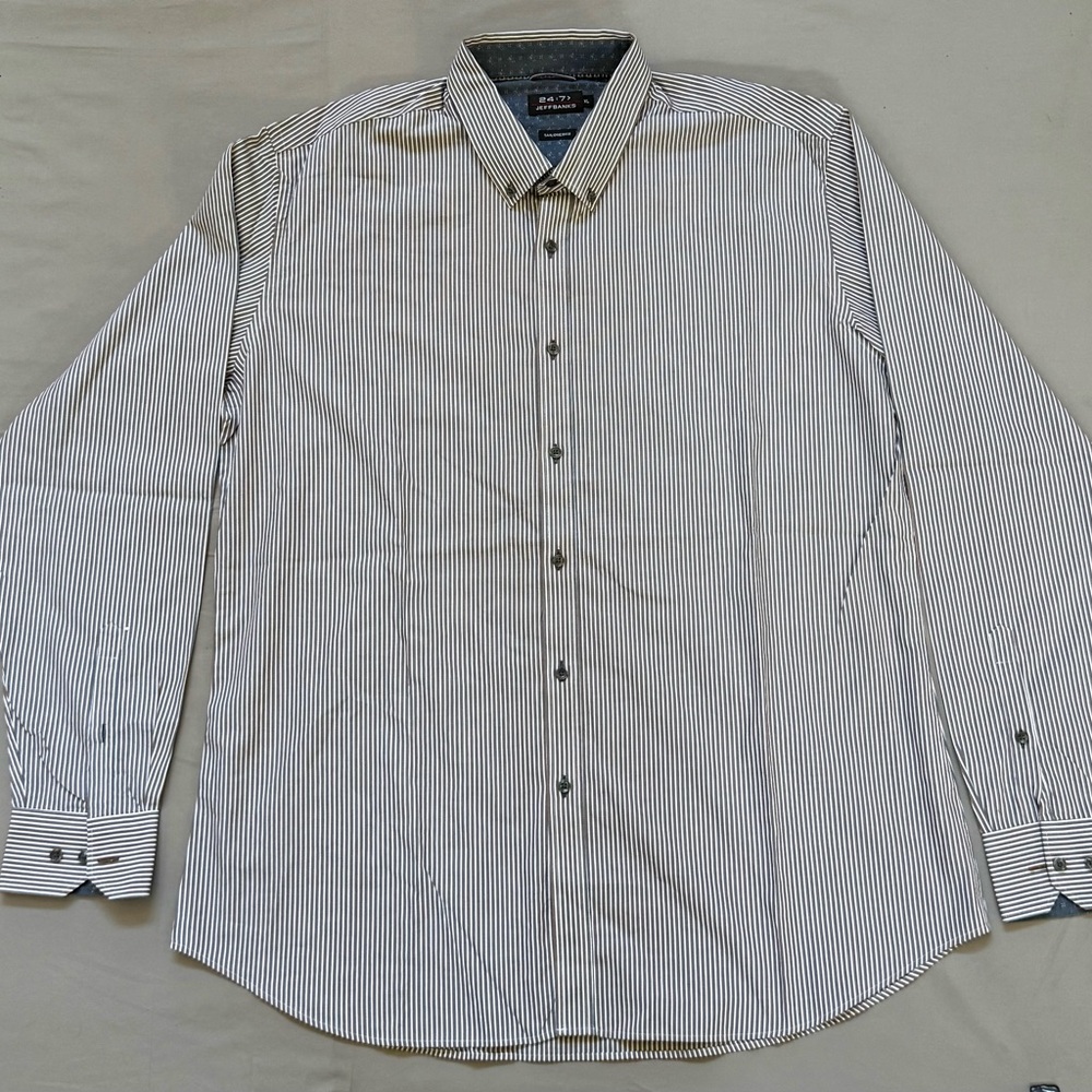 Men’s Jeff Banks  24:7 Tailored Fit Button Down‎ Dress Shirt Size XL